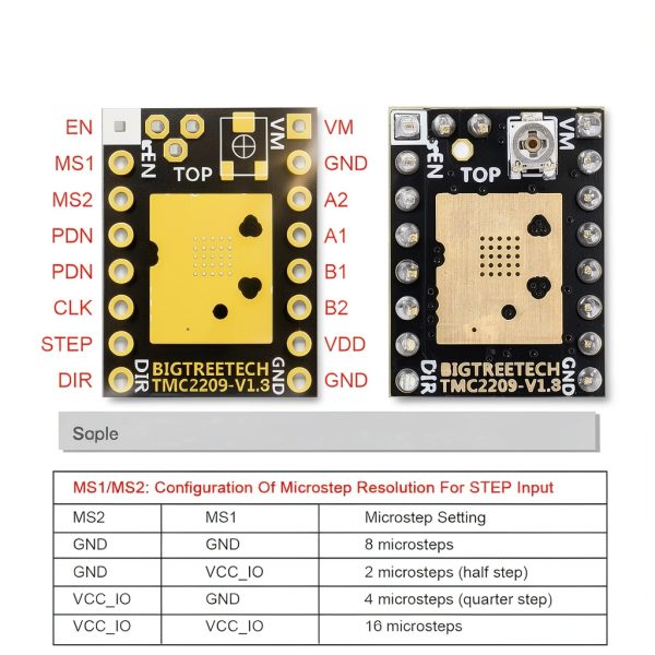 BIGTREETECH TMC2209 V1.3 UART Stepper Motor Driver 2.8A Peak Stepstick Silent Driver for Manta M8P, Octopus V1.1, Octopus Pro, SKR 3, V1.4 Turbo, Pro V1.2 3D Printer Control Board (4 PCS)-2